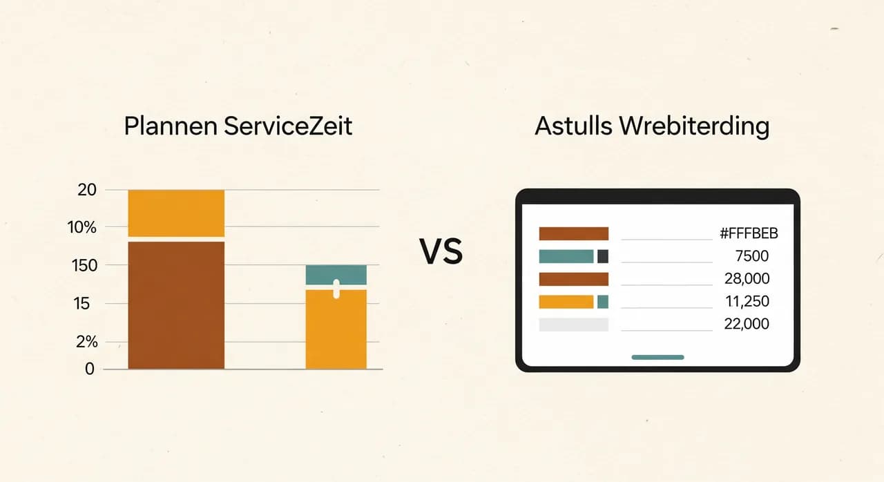 Vergleich von geplanter Dienstzeit und tatsächlich erfasster Arbeitszeit in einer Zeiterfassungs-App
