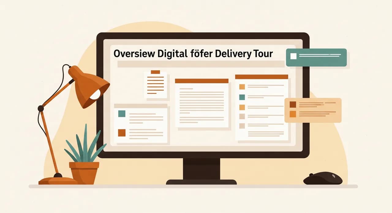 Übersicht digitaler Lieferscheine einer Zustelltour auf einem Bürobildschirm