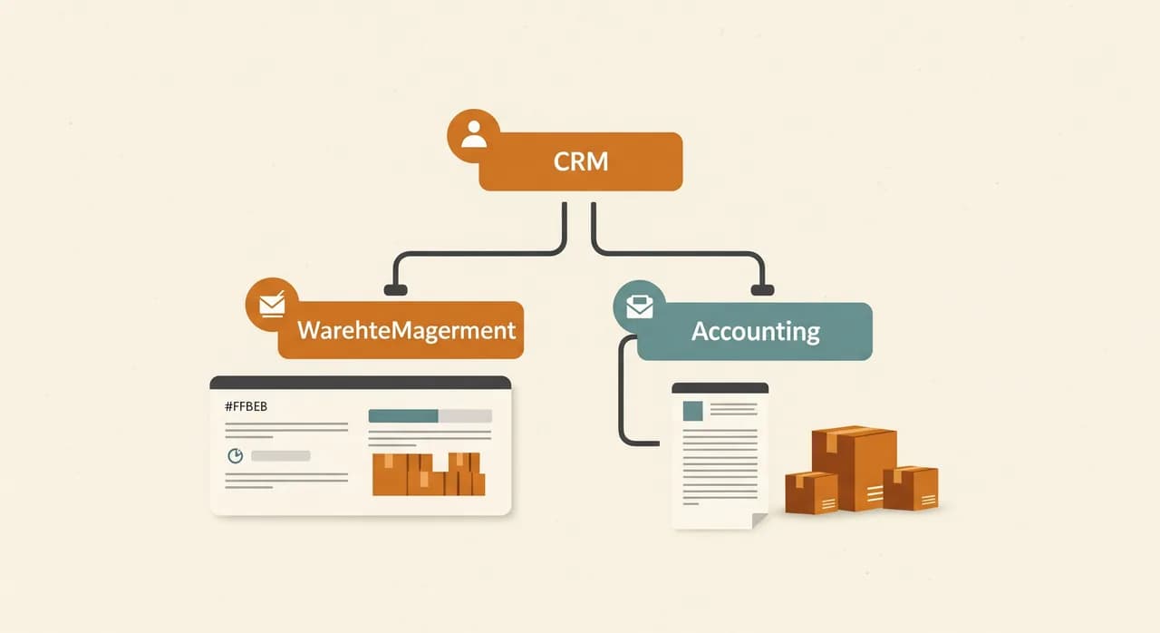 Modularer Aufbau aus CRM, Lagerverwaltung und Buchhaltung als schlanke Alternative zu einem vollwertigen ERP für Kleinunternehmen