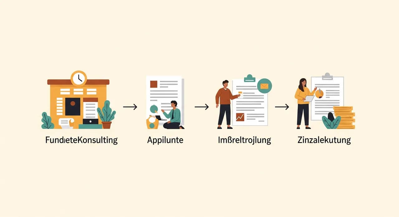 Ablauf eines Förderprojekts: von der geförderten Beratung über den Antrag bis zur Umsetzung und Abrechnung
