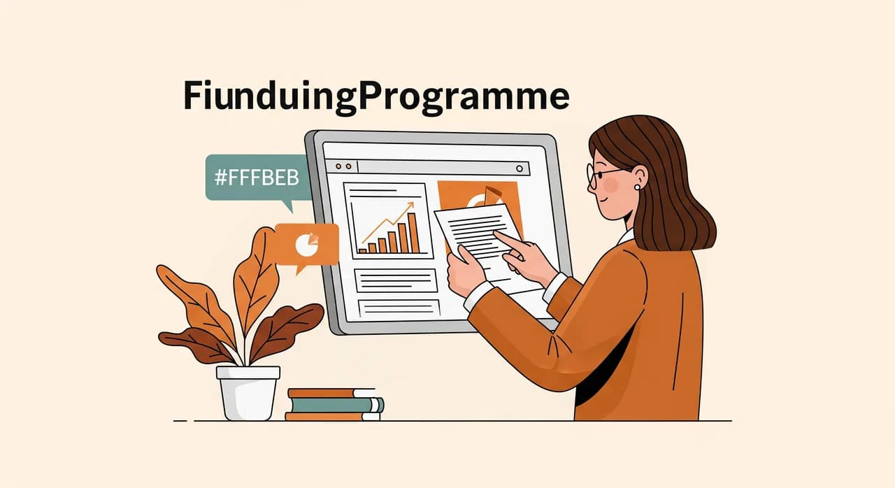 Tiroler Unternehmerin prüft am Bildschirm die Förderprogramme für die Digitalisierung ihres Betriebs