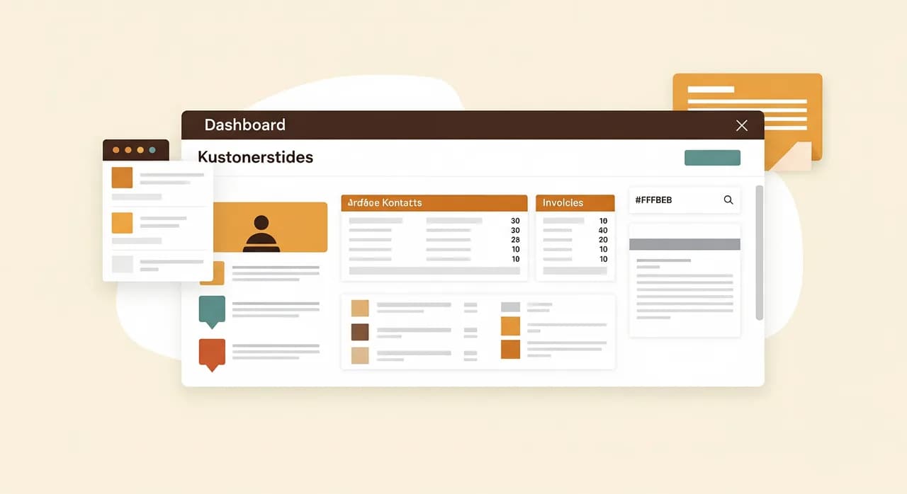 Übersichtliches Dashboard eines kleinen Betriebs mit Kundenkontakten, Aufträgen und Rechnungen an einem Ort