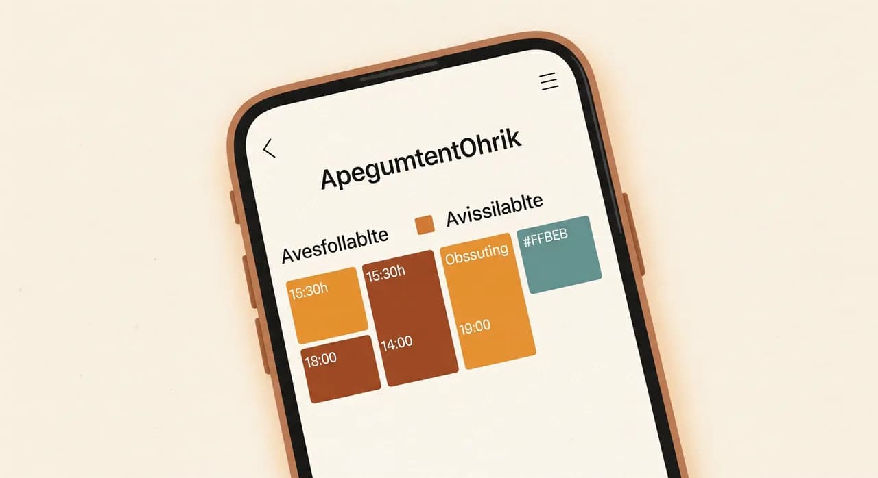 Smartphone-Bildschirm mit einem übersichtlichen Online-Terminkalender einer Arztpraxis, freie und belegte Zeitfenster farblich getrennt