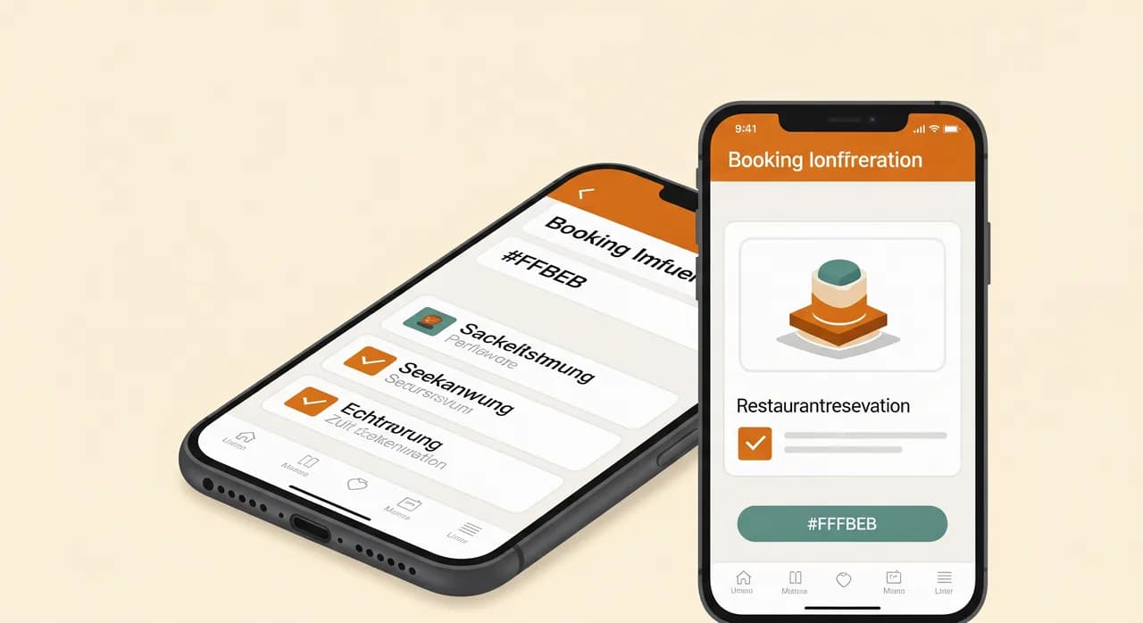 Smartphone mit Buchungsbestätigung und Erinnerung für eine Restaurantreservierung