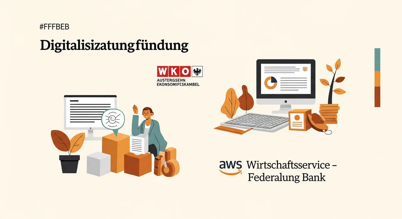 Übersicht der Digitalisierungsförderung in Österreich mit den Trägern WKO und aws für kleine und mittlere Unternehmen