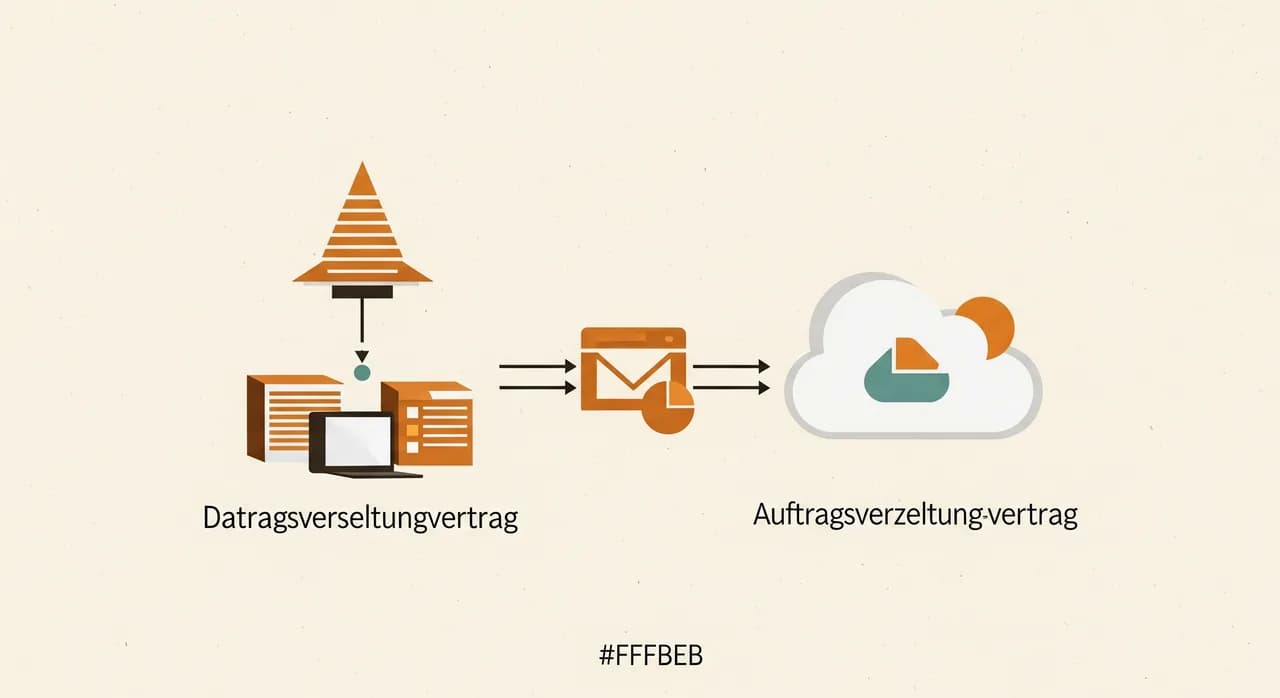 Schematische Darstellung der Datenweitergabe zwischen Unternehmen und Cloud-Dienstleister mit Auftragsverarbeitungsvertrag
