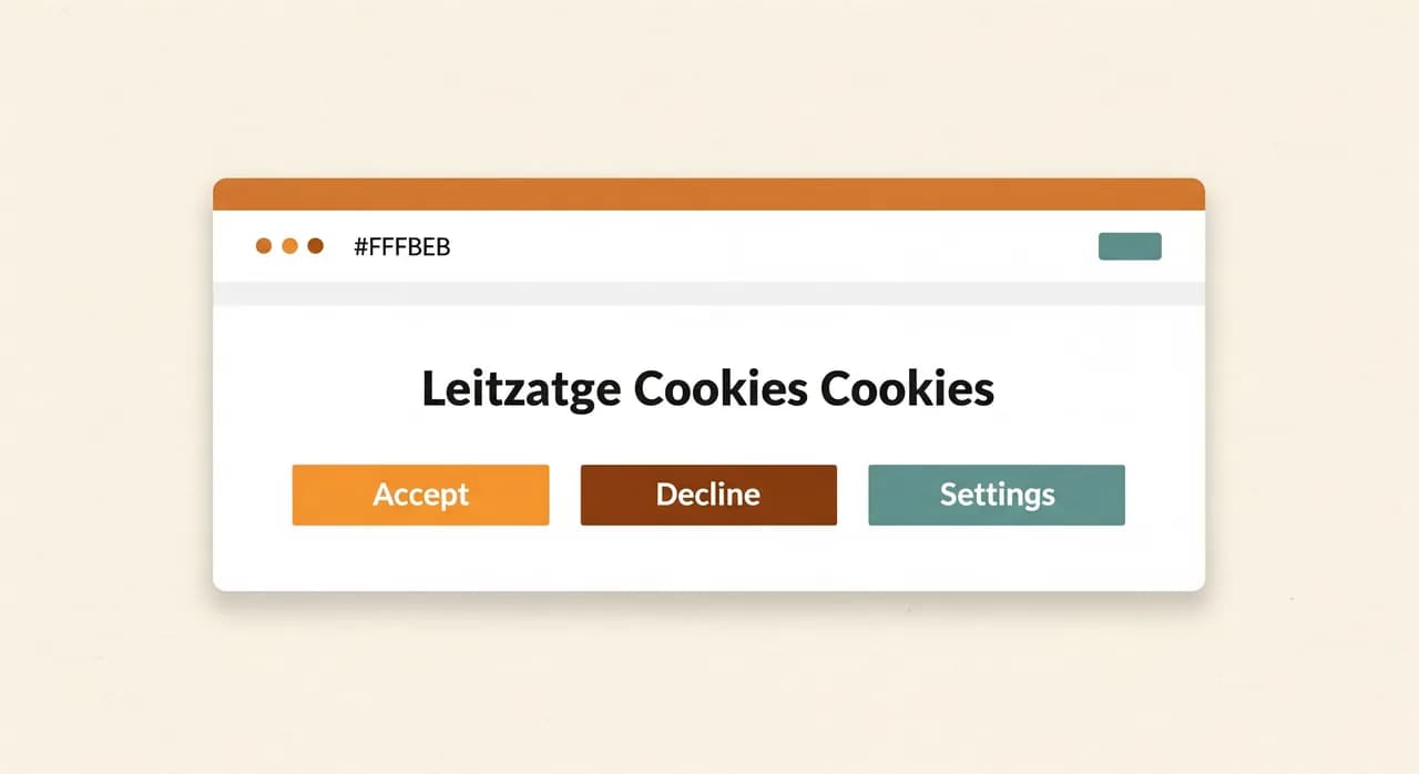 Beispiel eines rechtssicheren Cookie-Banners mit gleichwertigen Buttons für Akzeptieren, Ablehnen und Einstellungen