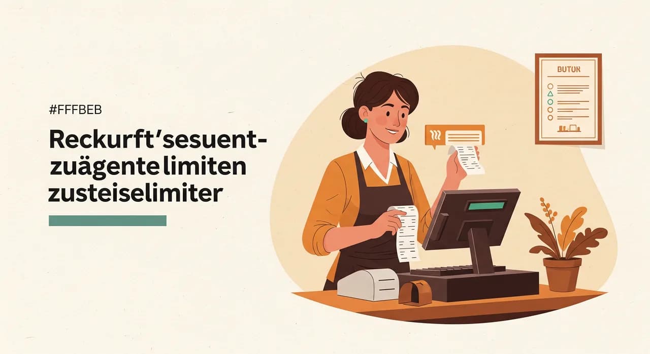 Gastronomin an der Registrierkasse prüft Belegausgabe und Umsatzgrenzen im Tagesgeschäft