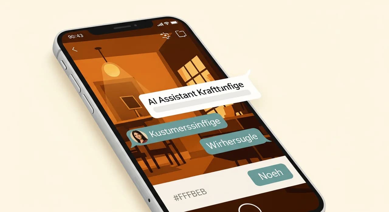Smartphone mit einem Chat, in dem ein KI-Assistent nachts eine Kundenanfrage für einen Handwerksbetrieb entgegennimmt