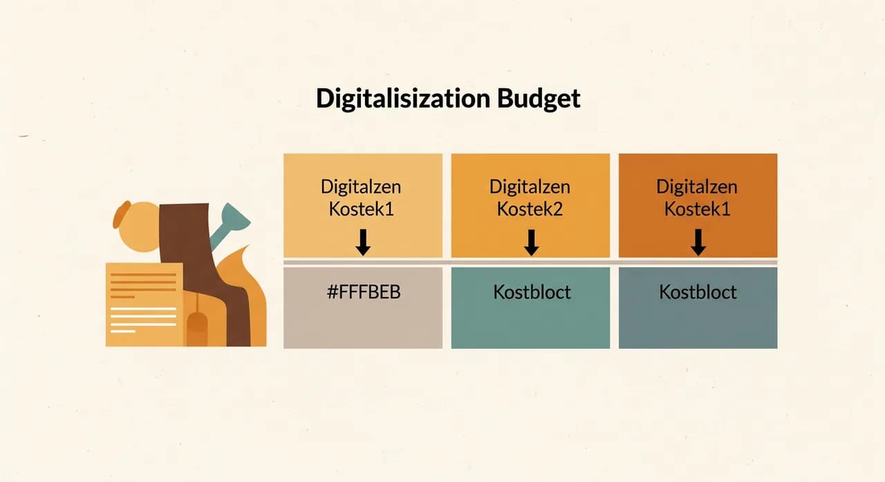 Schematische Darstellung eines Digitalisierungsbudgets, aufgeteilt in vier Kostenblöcke