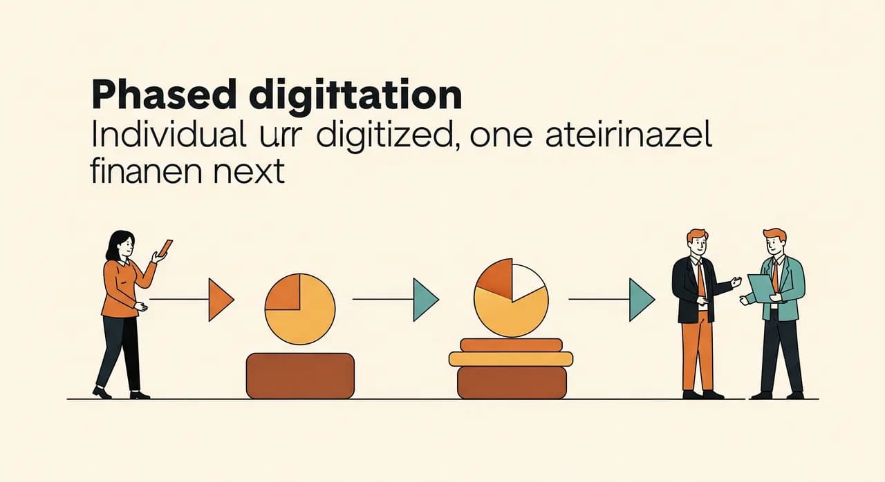 Etappenweise Digitalisierung: einzelne Prozesse werden nacheinander digitalisiert und finanzieren den nächsten Schritt