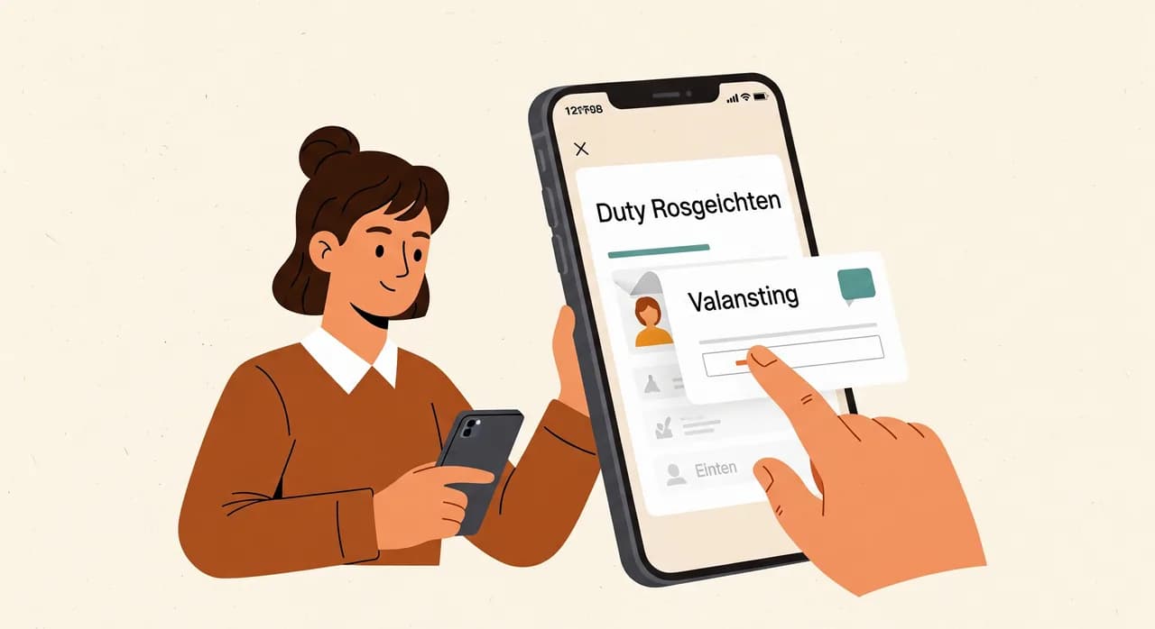 Mitarbeiter trägt auf dem Smartphone seine Verfügbarkeit und einen Urlaubswunsch in eine Dienstplan-App ein