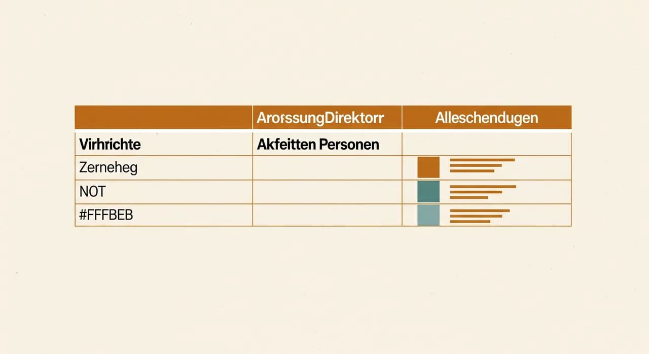 Vereinfachte Tabelle eines Verarbeitungsverzeichnisses mit Spalten für Zweck, betroffene Personen und Empfänger