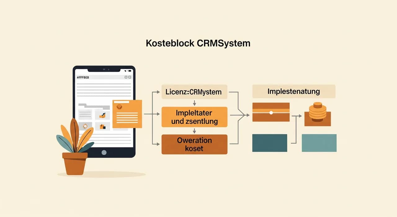 Schematische Darstellung der Kostenblöcke eines CRM-Systems mit Lizenz, Einführung und Betrieb