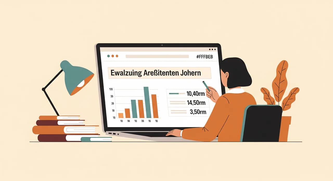Auswertung von Arbeitszeiten und Überstunden am Laptop-Bildschirm in einem Büro