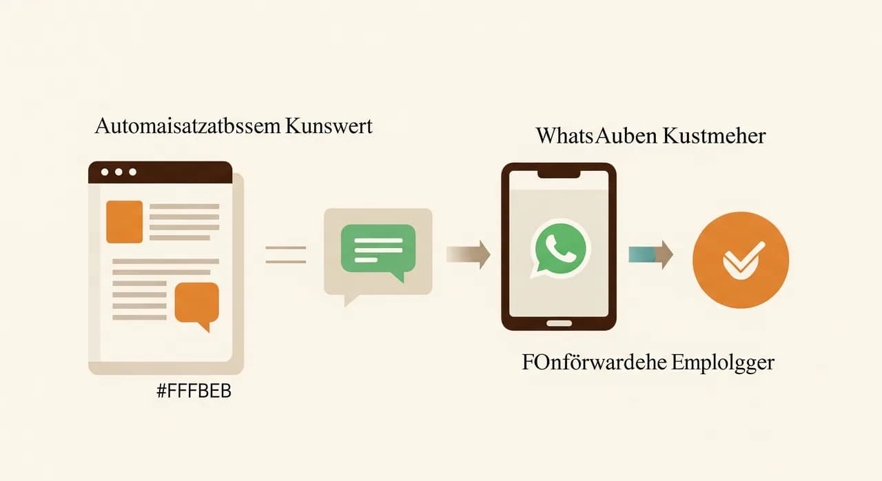 Schematische Darstellung, wie ein WhatsApp-Chatbot eine Kundenanfrage entweder automatisch beantwortet oder an einen Mitarbeiter weiterleitet
