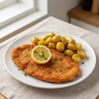Wiener Schnitzel mit Zitrone und Erdäpfelsalat