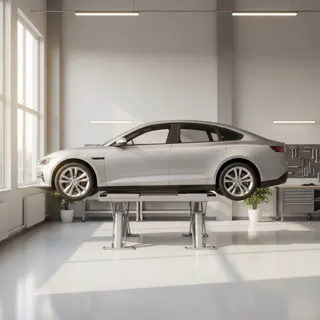 Auto auf der Zweisäulen-Hebebühne