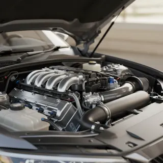 Offene Motorhaube mit sauberem Motorraum