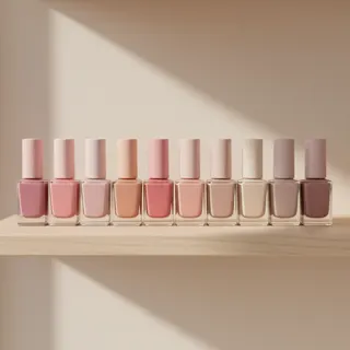 Nagellackflaschen in Rosé- und Nudetönen