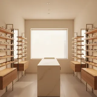 Optikergeschäft mit Fassungswand